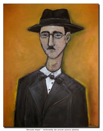 Titulo - Estudo de Fernando Pessoa (Poeta) António Albadias Dimensões - 70 x 90 x 3 cm / 27.55 x 35.43x 1.18 inches Material – Óleo sobre tela / Oil painting on canvas  Ano - 11/2014